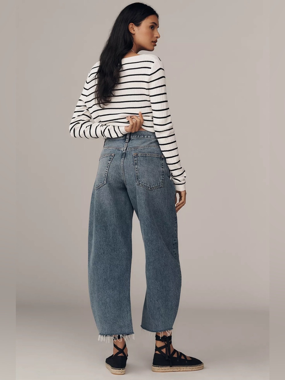 NWT Frame The Bubble High-Rise Crop Barrel-Leg Jeans, Size 33 - Picture 4 of 11